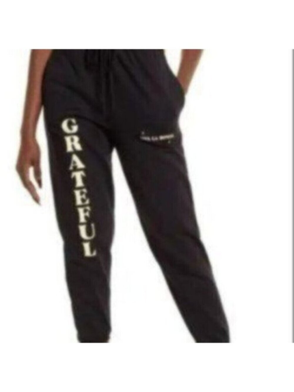 NWT Viva la Bonita Women's Black Grateful Cropped Tapered Sweatpants Size Small